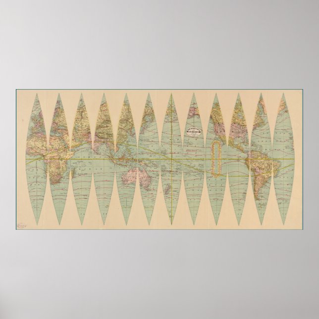 Deconstructed Earth Globe (1887) Poster (Front)