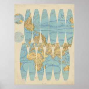 Deconstructed Earth Globe (1892) Poster