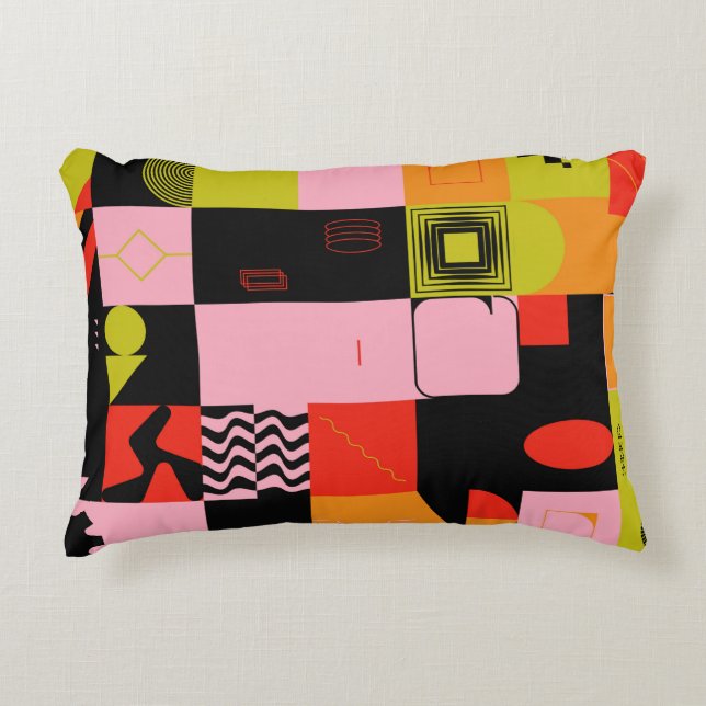Deconstructed postmodern inspired artwork of abstr decorative cushion (Front)