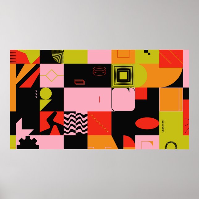 Deconstructed postmodern inspired artwork of abstr poster (Front)