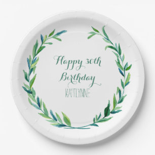 Decor 30th Birthday Party Olive Leaf Laurel Wreath Paper Plate
