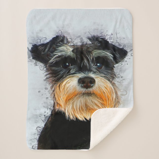 Décor Banket | Dog Lover | Cute Schnauzer  Sherpa Blanket (Front)