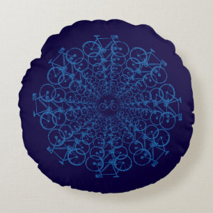 decor bike-themed blue bicycles round cushion