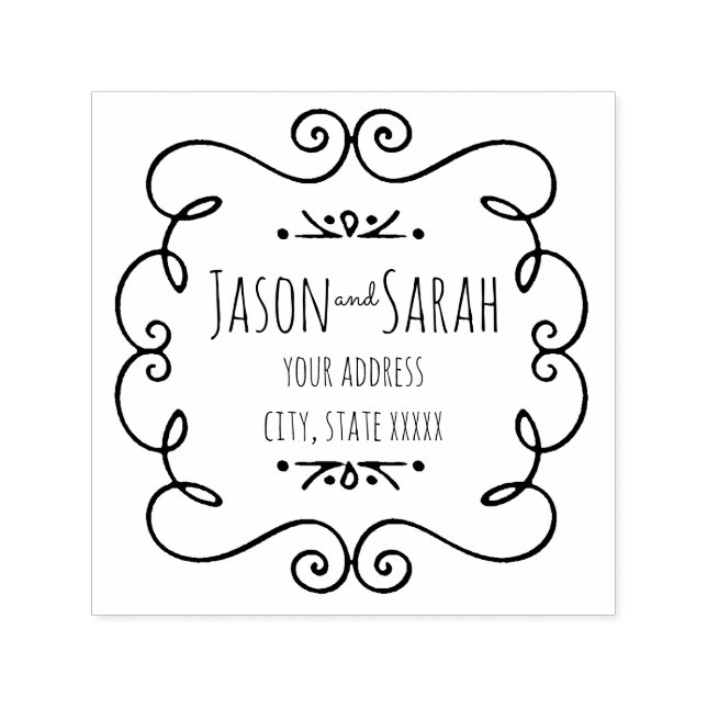 decor bride and groom wedding address self-inking stamp (Design)