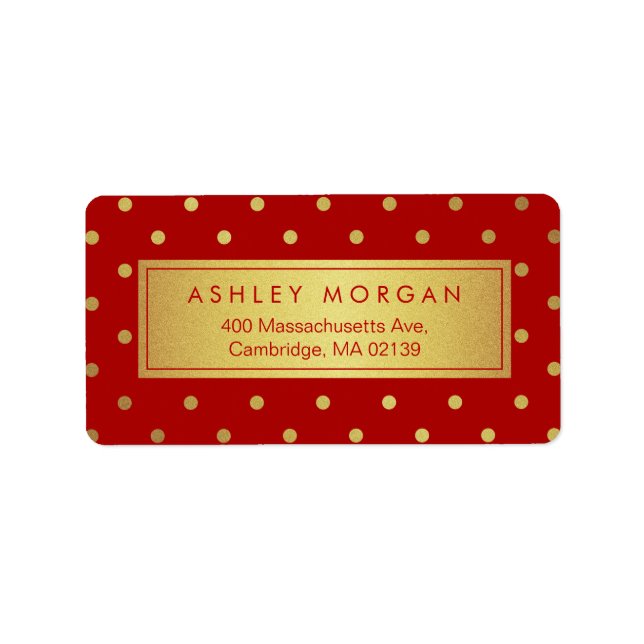 Decor Christmas Red with Glitter Gold Polka Dots Label (Front)