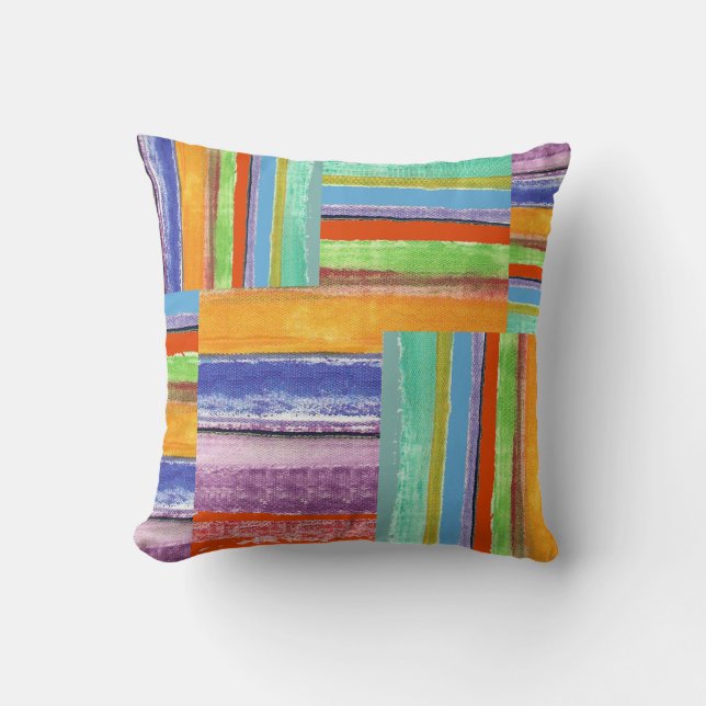 Decor Colour Stripes Pattern Cushion (Front)