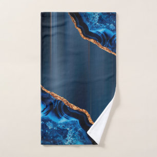 Decor Interior Marble Stone Glitter Silver Hand Towel