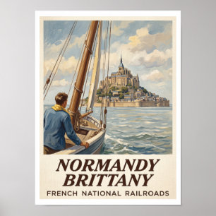 DECOR: VINTAGE MCM COLOR TRAVEL BRITTANY FRANCE POSTER