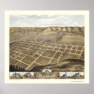 Decorah, Iowa Panoramic Map - 1870 Poster