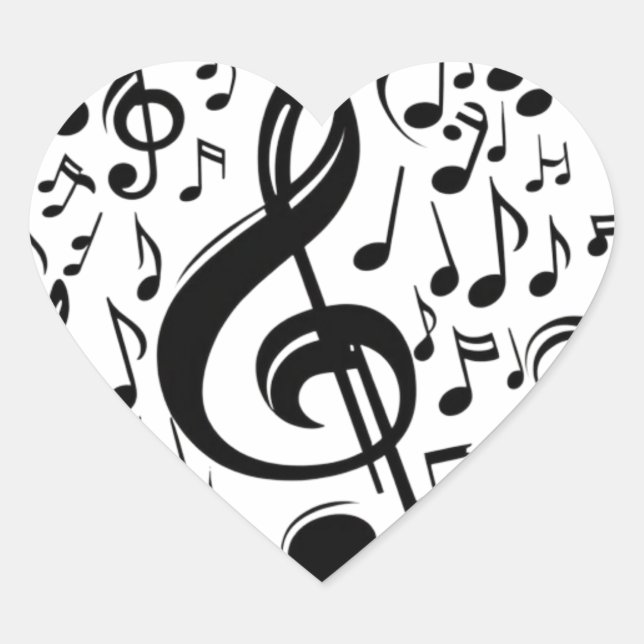 Decorate Everything with Musical Notes! Heart Sticker (Front)
