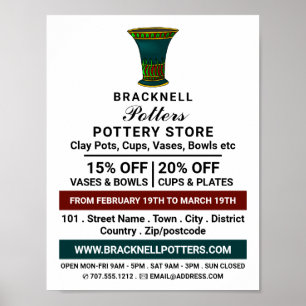 Decorate Vase, Pottery Store, Potters Advert Poster