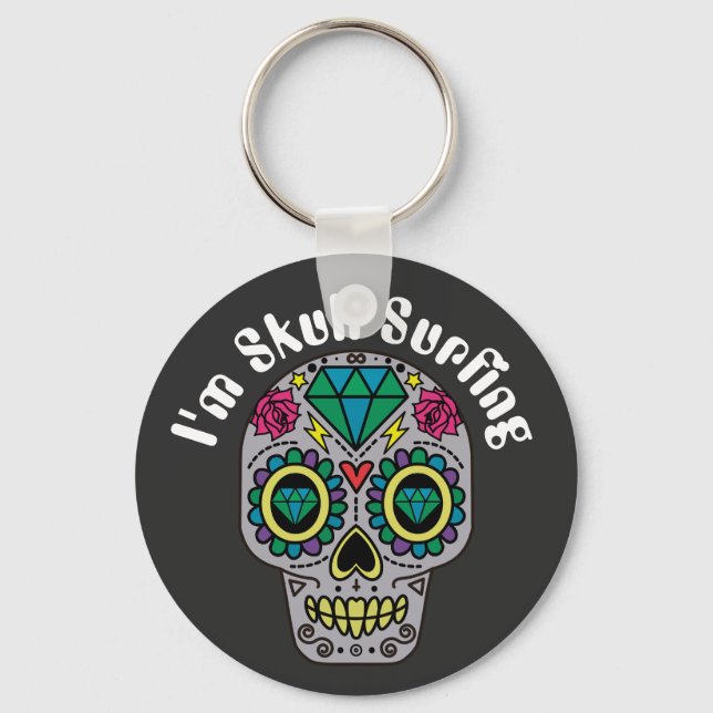 Decorated Abstract Skull Keychain (Front)