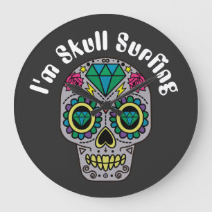 Decorated Abstract Skull Large Clock