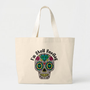 Decorated Abstract Skull Large Tote Bag