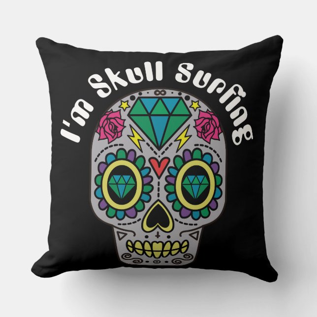 Decorated Abstract Skull Throw Pillow (Front)