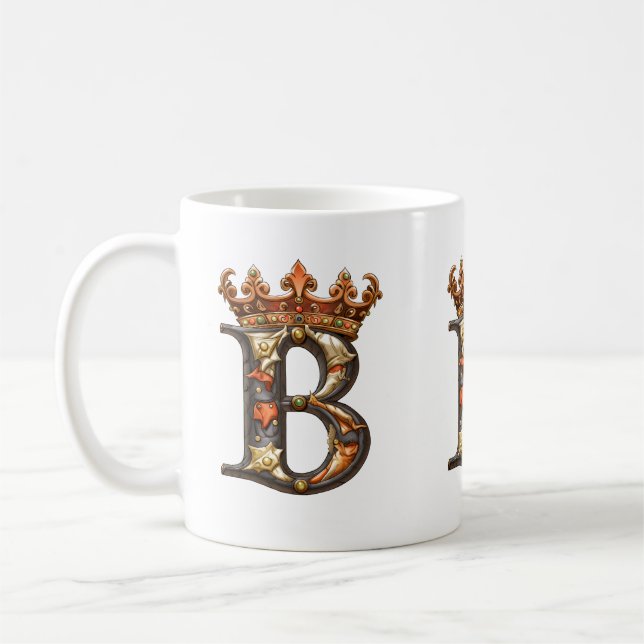 Decorated Alphabet B wearing crown Coffee Mug (Left)