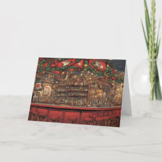Decorated Bar at Christmas time customer Card