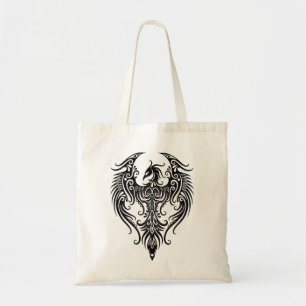 Decorated Black Tribal Phoenix Tote Bag