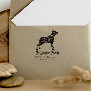Decorated Boxer Family Return Address Rubber Stamp