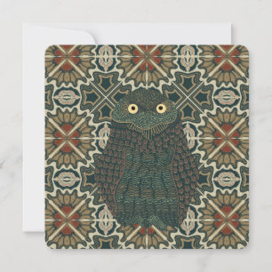 Decorated Burrowing Owl Earth Tones Flat Card