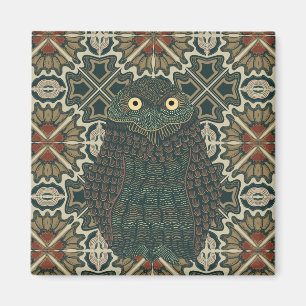 Decorated Burrowing Owl Golden Brown Earth Tones Magnet