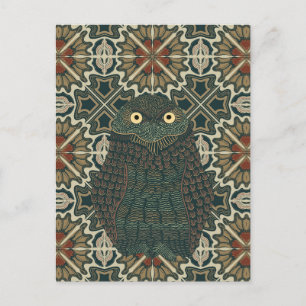Decorated Burrowing Owl Golden Brown Tones Postcard