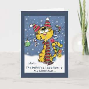 Decorated Cat-PURRfect Christmas for Mum Holiday Card