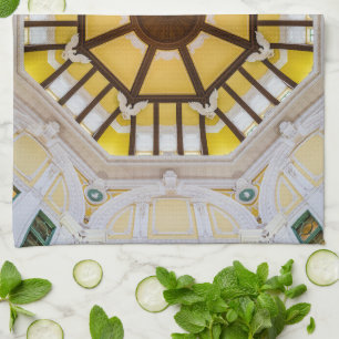Decorated ceiling at the Tokyo Station Tea Towel