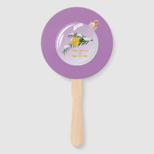 Decorated Christmas branch in bauble Hand Fan