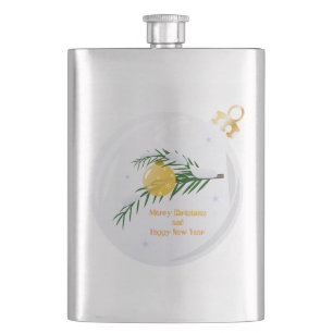 Decorated Christmas branch in bauble  Hip Flask
