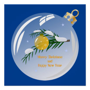 Decorated Christmas branch in bauble Poster