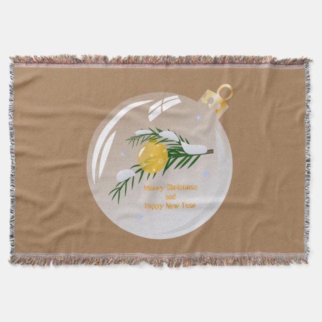 Decorated Christmas branch in bauble  Throw Blanket (Front)