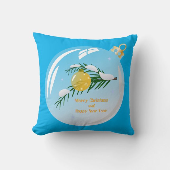 Decorated Christmas branch in bauble  Throw Pillow (Front)