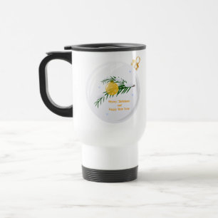 Decorated Christmas branch in bauble Travel Mug