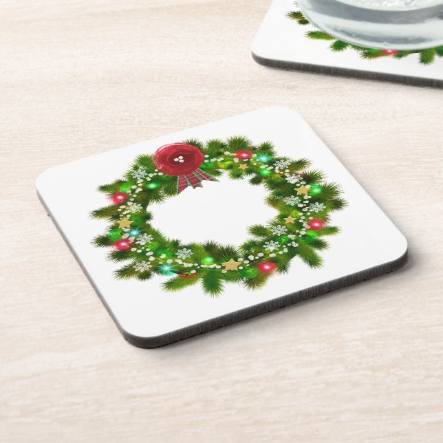 Decorated Christmas Festive Wreath Coaster (Left Side)