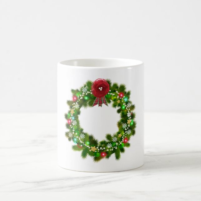 Decorated Christmas Festive Wreath Coffee Mug (Center)