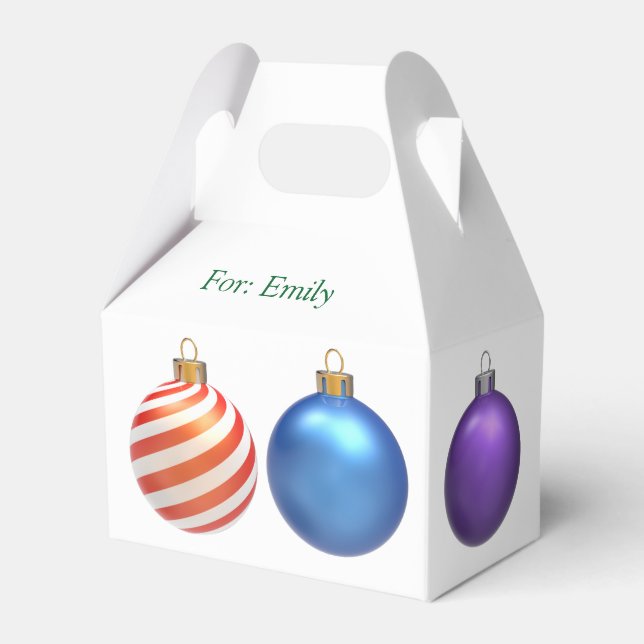 Decorated Christmas Gift Box, Holiday wrapping Favour Box (Front Side)