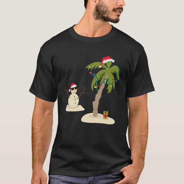 Decorated Christmas Palm Tree Tropical Xmas Coconu T-Shirt (Front)