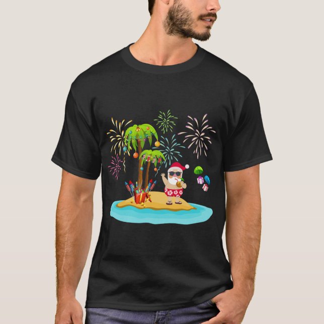 Decorated Christmas Palm Tree Tropical Xmas Coconu T-Shirt (Front)