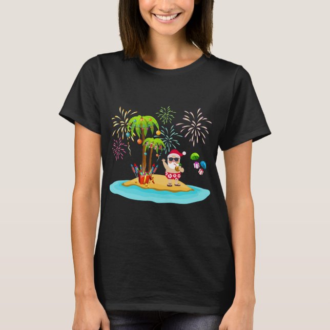 Decorated Christmas Palm Tree Tropical Xmas Coconu T-Shirt (Front)