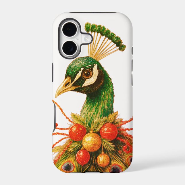 Decorated Christmas/Thanksgiving Peacock On iPhone (Back)