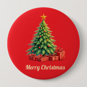Decorated Christmas Tree, 10 Cm Round Badge