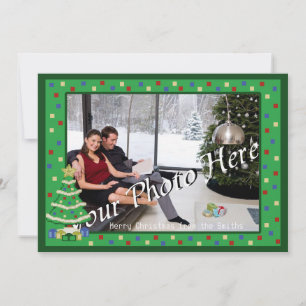 Decorated Christmas Tree 8bit Video Game Style Holiday Card