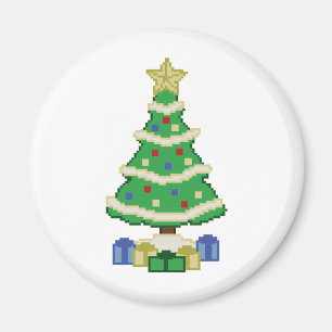 Decorated Christmas Tree 8bit Video Game Style Mag Magnet