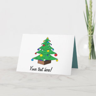 Decorated Christmas tree cartoon Holiday Card