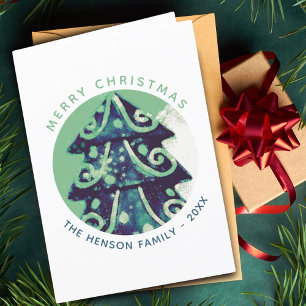 Decorated Christmas Tree Festive Family Holiday Card