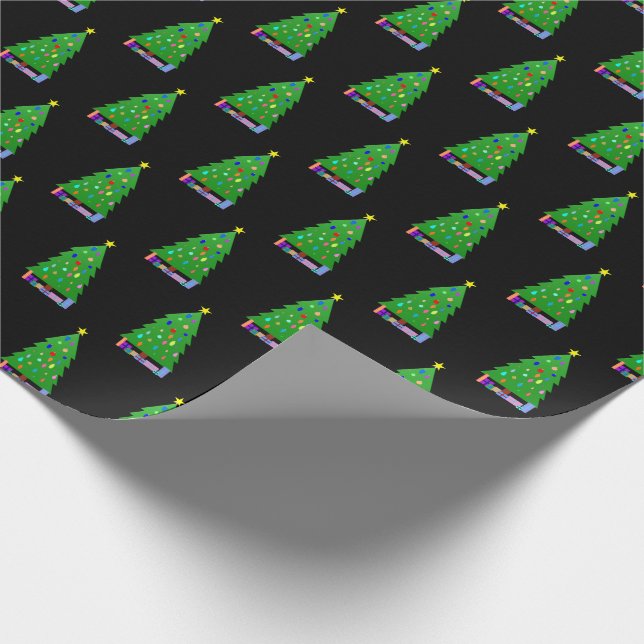 Decorated Christmas Tree + Gifts Wrapping Paper (Corner)