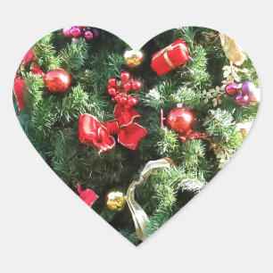 Decorated Christmas Tree Heart Sticker