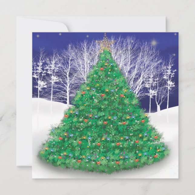 Decorated Christmas Tree Holiday Card (Front)