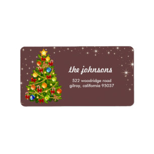 Decorated Christmas tree holiday labels